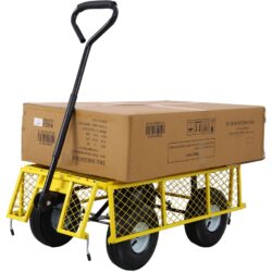 Heavy Duty Steel Garden Cart With Mesh Sides 550 Lb Capacity - Yellow