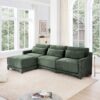 3 Seater Chenille Sofa With Movable Ottomans High Resilience Sponge Easy Installation Wood Base - Green - Image 20