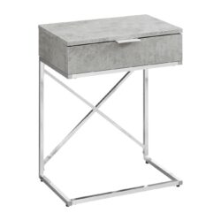 Accent Side Table, Storage Drawer, Contemporary Stylish - Gray