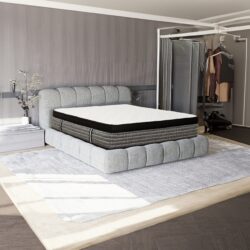 Premium 16" Queen Size Hybrid Mattress In A Box Plush Gel Memory Foam Top With Cooling Technology - Gray / White