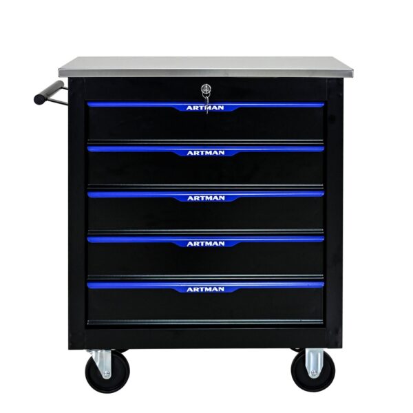 5 Drawer Multifunctional Tool Cart With Wheels - Black / Blue
