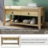 Shoe Rack With Cushioned Seat And Drawers Multipurpose Entryway Storage Bench Wash - Gray Wash - Image 2
