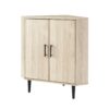 Contemporary 2 Door Mixed-Material Corner Accent Cabinet - Birch - Image 3