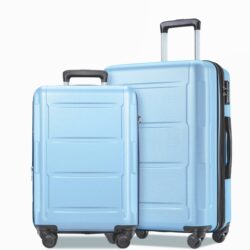 Expanable Spinner Wheel 2 Piece Luggage Set ABS Lightweight Suitcase With Tsa Lock 20" / 24" - Light Blue