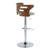 Cosi - Mid-Century Modern Adjustable Barstool With Swivel With Rounded T Footrest (Set of 2) - Chrome / Walnut / Gray - Image 4