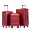 Set 3 Pieces 20" / 24" / 28" Abs Spinner Wheel Luggage, Matching Color, With Combination Lock - Wine Red - Image 24