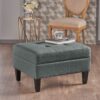 Classic Fabric Ottoman With Birch Wood Legs And High Quality Foam Padding - Charcoal - Image 2