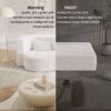 Modern Floor Sofa With 2 Pillows, Convertible Teddy Fabric Foam Filled Sleeper Sofa Bed, Full Size Folding Mattress For Living Room Guest Bed, Playroom, No Assembly Required - Beige - Image 10