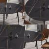 Modern Man-Made Stone Round Metal Dining Table-Position For 6 People - Black - Image 3