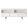 Mid-Century Modern 3 Drawer Solid Wood TV Stand For TVs Up To 65" - White - Image 3