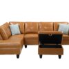 Irine - Faux Leather Sectional Sofa With Ottoman - Ginger - Image 7