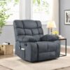 Contemporary Massage Recliner With Pillow Tufted Design - Charcoal - Image 2