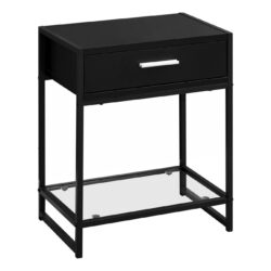 Accent Side Table, Storage Drawer, Contemporary & Modern - Black