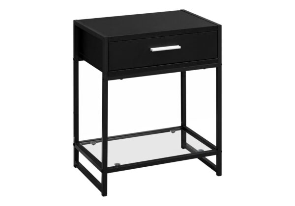 Accent Side Table, Storage Drawer, Contemporary & Modern - Black