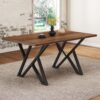 Industrial Style Indoor Dining Table With Metal Legs - Walnut / Black - Image 2
