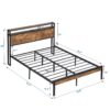 Full Size Metal Platform Bed Frame With Wooden Headboard And Footboard With USB Liner, LED Lights, No Box Spring Needed, Large Under Bed Storage - Brown - Image 10