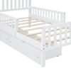 Twin Size Platform Bed With Guardrails On Both Sides And 2 Storage Drawers - White - Image 8