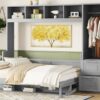 Queen Size Murphy Wall Bed With Closet And Drawers - Gray - Image 16