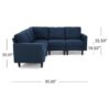 Comfy 5 Pieces L Shaped Sofa With Wooden Legs, Modern Side Chairs For Living Room - Navy Blue - Image 18