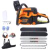 62Cc Gas Powered Chainsaw 2 Cycle Handheld Cordless Chain Saw Aluminium 18" And 20" Guide Bar - Orange - Image 6