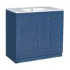 Bathroom Vanity With Ceramic Sink, Bathroom Storage Cabinet With 2 Drawers & Shelf, Freestanding Bathroom Cabinet - Blue - Image 11