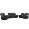 3 Pieces Recliner Sofa Sets Home Theater Seating Manual Recliner Chair With Center Console And Led Light Strip For Living Room - Brown - Image 11