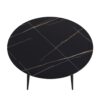 Modern Man-Made Stone Round Metal Dining Table-Position For 6 People - Black - Image 7