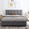 Queen Size Upholstered Platform Bed With Classic Headboard And 4 Drawers, No Box Spring Needed - Light Gray - Image 12