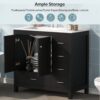 Bathroom Vanity With Ceramic Sink Combo, Abundant Storage Cabinet 2 Soft Close Doors And 5 Drawers - Black - Image 6