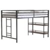 Adam - Junior Twin Loft Bunk Bed With Cinnamon Wood Shelf - Black - Image 2