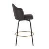 Ahoy - Contemporary Fixed Height Counter Stool Round Gold Footrest (Set of 2) - Charcoal / Black - Image 3