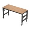 Adjustable Workbench For Garage, Rubber Wood Heavy Duty Workstation With Power Outlets & Wheels, 2000 Lbs Load Capacity Hardwood Worktable For Workshop - Black - Image 12
