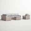 5 Person All Weather Wicker Sectional Seating Group With Cushions - Gray / Gray Mix - Image 3