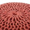 Bordeaux - Knitted Cotton Round Pouf, Versatile Ottoman And Cushion - Coral - Image 5