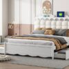 Queen Size Storage Platform Bed, With 2 Big Drawers, Twin Long Size Trundle, One Set Of Sockets & USB Ports - White - Image 17