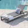 Chaise Lounge With 5 Reclining Positions, Outdoor Patio Lounge Chairs - Black / Gray - Image 2