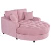 Modern Chaise Lounge Sofa Bed Upholstered Sofa Couch With Tufted Seat And Detachable Pillows For Living Room - Pink - Image 11