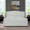 Marcella - King Upholstered Shelter Headboard Bed Set - Bright White - Image 9