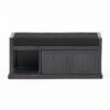 Wood Bench With 2 Open Shelves And Water Resistant Cushion - Dark Gray - Image 6