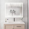 Bathroom Medicine Cabinet With Lights, LED Medicine Cabinet With Mirror, Double Door Lighted Medicine Cabinet With Defogger, Dimmer, Clock & Temp Display, 2 Outlets & USB Ports - Silver - Image 6