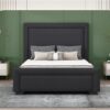 Queen Size Upholstered Bed With Slats Support, No Box Spring Needed - Black - Image 13