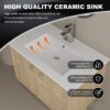 Modern Wall Mounted 30" Bathroom Vanity With Ceramic Sink And Soft Closing Doors - Oak - Image 10