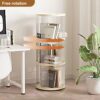 360° Rotating Bookshelf, Small Corner Bookcase, 3 Tier Floor Standing Organizer, Round - Cream White - Image 9