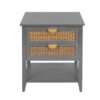 2 Drawer Side Table - Natural Rattan - End Table - Suitable For Bedroom, Living Room, Or Study - Gray - Image 10