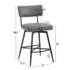 Retro Swivel Counter Stools (Set of 2) Counter Stools With Iron Frame, Sponge Cushion, Footrest, Suitable For Kitchen - Gray - Image 3