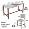 5 Piece Counter Height Dining Set, Faux Marble Bar Table With 4 Upholstered Chairs, Mid Century Style For Kitchen - White / Gray - Image 4