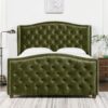 Marcella - Queen Upholstered Shelter Headboard Bed Set - Olive Green - Image 11