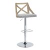 Charlotte - Farmhouse Adjustable Height Barstool With Swivel Rounded Rectangle Footrest (Set of 2) - Chrome / White Washed / Light Gray - Image 2