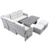 Outdoor Furniture Set Patio Rattan Furniture Set With An Adjustable Table, Recliners With Extendable Side Tables, And 2 Ottomans For Patio, Lawn, Backyard, Pool - Beige - Image 18