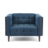 Contemporary Club Chair With Button Tufted Waffle Stitch - Navy Blue - Image 4